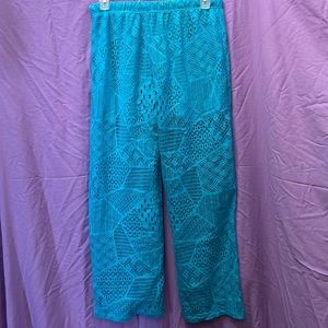 EUC Universal Fashion Turquoise Wide Leg Lace Pants with Shorts, Size XXXL